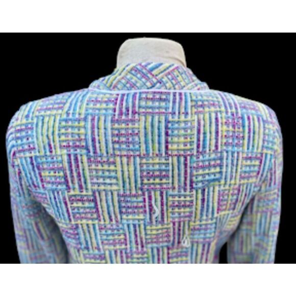 Silkland Tweed Silk Blend Blazer Sz. M Lined Pickets Spring Mothers Day - Picture 8 of 10